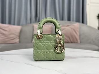 Lady Dior Micro Bag Avocado Green Cannage Lambskin - 12x10.2x5cm