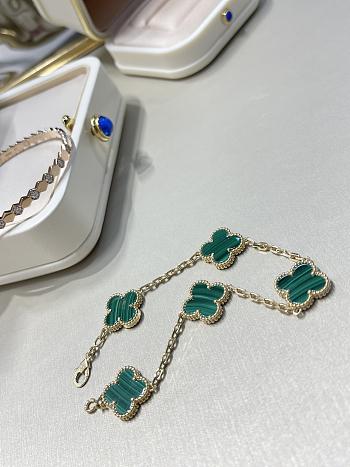 VCA Vintage Alhambra Bracelet 5 Motifs 18K Yellow Gold Green