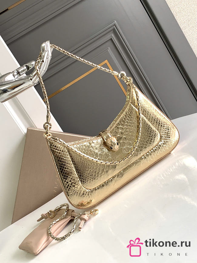 Serpenti Baia Shoulder Bag Python Leather Gold 293239 - 27.5x18x4.5cm - 1