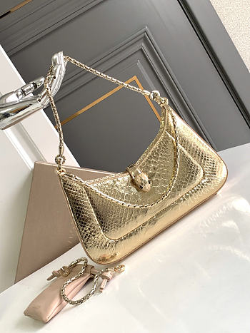 Serpenti Baia Shoulder Bag Python Leather Gold 293239 - 27.5x18x4.5cm
