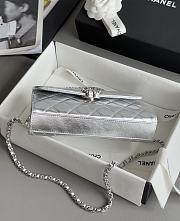 Chanel Clutch With Chain With Handle Calfskin Silver - 18x10x4.5cm - 2