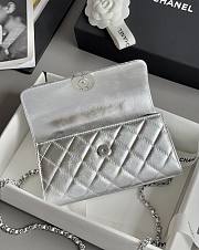 Chanel Clutch With Chain With Handle Calfskin Silver - 18x10x4.5cm - 3