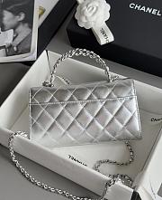 Chanel Clutch With Chain With Handle Calfskin Silver - 18x10x4.5cm - 4