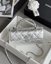 Chanel Clutch With Chain With Handle Calfskin Silver - 18x10x4.5cm - 5