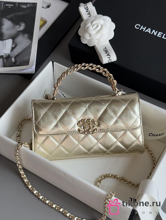 Chanel Clutch With Chain With Handle Calfskin Gold - 18x10x4.5cm - 1