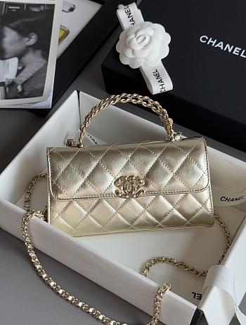 Chanel Clutch With Chain With Handle Calfskin Gold - 18x10x4.5cm