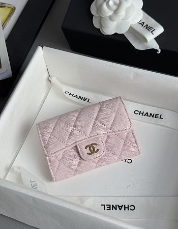 Chanel Classic Flap Card Holder Caviar Silver Light Pink - 7.5x11.3x2.1cm