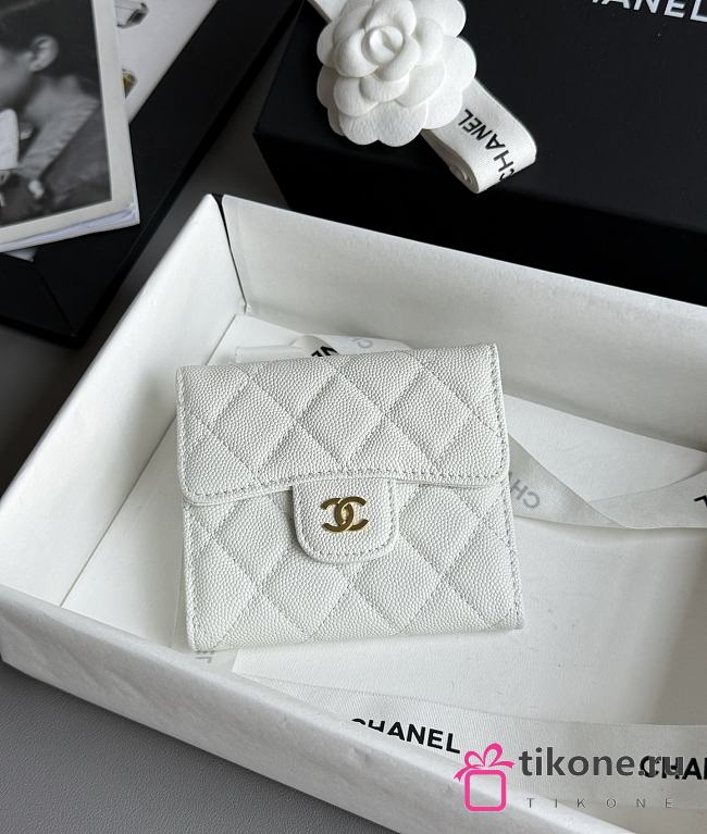 Chanel Classic Small Flap Wallet Caviar White - 10.5x11.5x3cm - 1