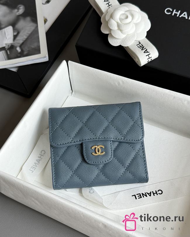 Chanel Classic Small Flap Wallet Caviar Dark Blue - 10.5x11.5x3cm - 1
