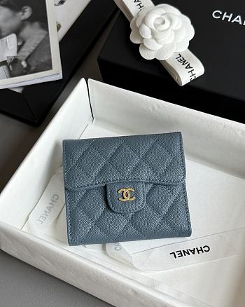 Chanel Classic Small Flap Wallet Caviar Dark Blue - 10.5x11.5x3cm