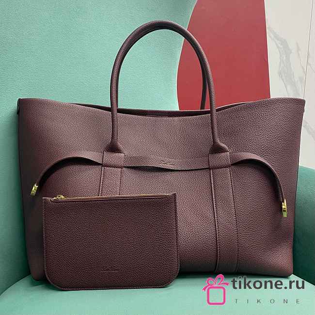 Loro Piana Ghiera Shopper Large Calfskin Burgundy - 40x26x18cm - 1