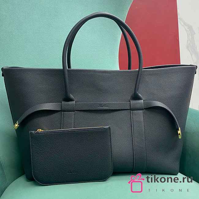 Loro Piana Ghiera Shopper Large Calfskin Navy Blue - 40x26x18cm - 1