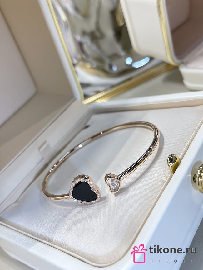 Chopard Happy Hearts Bangle Ethical Rose Gold Diamonds Black - 1