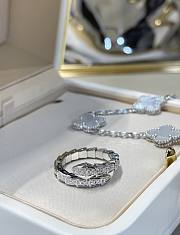 Bvlgari Serpenti Viper 18KT White Gold Ring Set With Full Pave Diamonds - 1