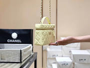 Chanel Long Vanity With Chain Grained Calfskin Light Yellow - 19x14x5cm - 6