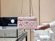Chanel Long Vanity With Chain Grained Calfskin Light Pink- 19x14x5cm - 1