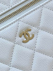 Chanel Long Vanity With Chain Grained Calfskin White - 19x14x5cm - 4