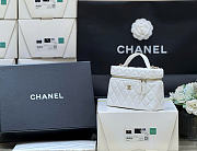 Chanel Long Vanity With Chain Grained Calfskin White - 19x14x5cm - 2