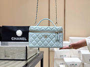 Chanel Long Vanity With Chain Grained Calfskin Light Blue - 19x14x5cm - 1