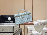 Chanel Long Vanity With Chain Grained Calfskin Light Blue - 19x14x5cm - 6