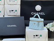 Chanel Long Vanity With Chain Grained Calfskin Light Blue - 19x14x5cm - 3