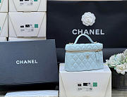 Chanel Long Vanity With Chain Grained Calfskin Light Blue - 19x14x5cm - 2
