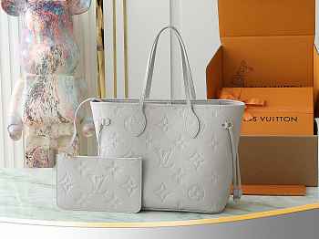 LV Neverfull MM Monogram Empreinte Leather Brume Gray M13758 - 31x28x14cm