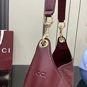 Gucci B Medium Shoulder Bag Red GG Embossed Leather - 42x36x2cm - 2