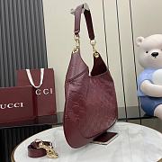 Gucci B Medium Shoulder Bag Red GG Embossed Leather - 42x36x2cm - 3