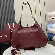 Gucci B Medium Shoulder Bag Red GG Embossed Leather - 42x36x2cm - 4