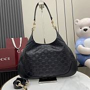 Gucci B Medium Shoulder Bag Black GG Embossed Leather - 42x36x2cm - 4