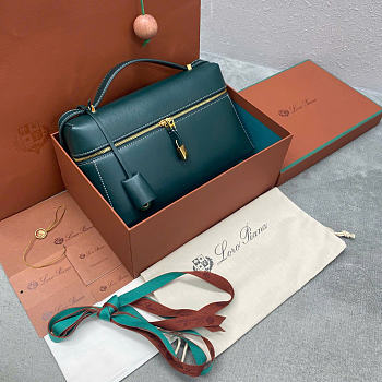 Loro Piana Extra Bag L27 Smooth Calfskin New Petrolio 705G - 27x16x10cm