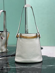 Prada Buckle Leather Bucket Bag With Jeweled Belt White 1BE085 - 26.5x29x18cm - 5