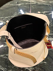 Prada Buckle Leather Bucket Bag With Jeweled Belt White 1BE085 - 26.5x29x18cm - 3