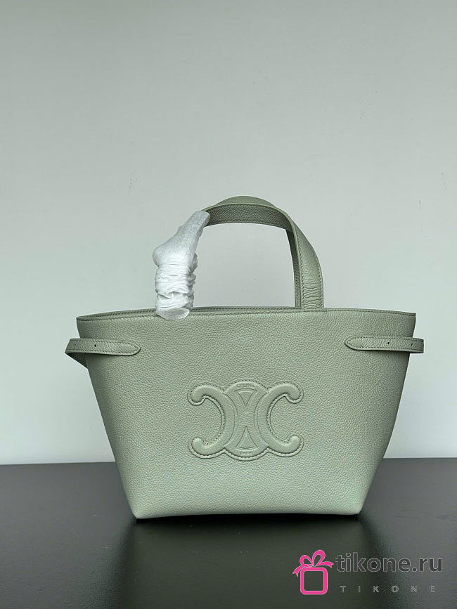 Celine Mini Cabas Anais Leather Tote Triomphe In Grained Calfskin Light Clay - 20x21x10cm - 1