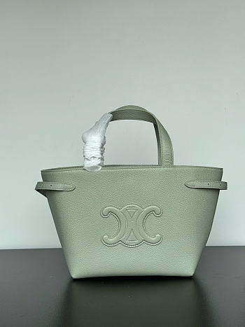 Celine Mini Cabas Anais Leather Tote Triomphe In Grained Calfskin Light Clay - 20x21x10cm