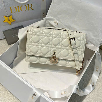 My Dior Top Handle Bag White Cannage Lambskin - 24x15x6.5cm