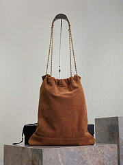 YSL Jamie Large Pochon in Suede Warm Caramel Cognac - 34x26x2cm - 6