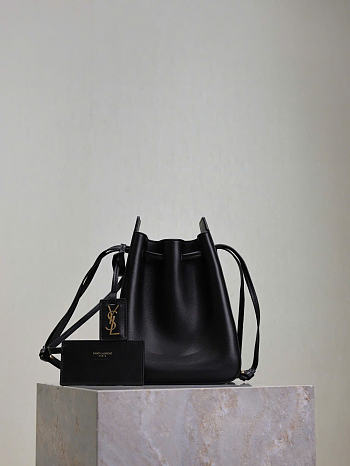 YSL Bucket Bag Leather Black - 24x18x7cm