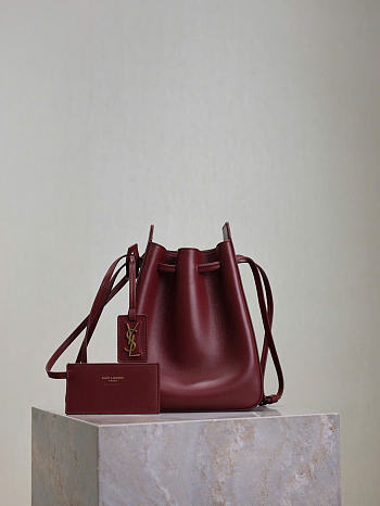 YSL Bucket Bag Leather Red - 24x18x7cm