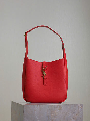 YSL Le 5 A 7 Supple Small In Grained Leather Red - 23x22x8.5cm