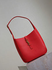 YSL Le 5 A 7 Supple Small In Grained Leather Red - 23x22x8.5cm - 3