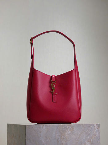 YSL Le 5 A 7 Supple Small In Grained Leather Dark Red - 23x22x8.5cm