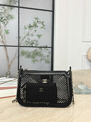 Chanel Clutch with Chain Mesh Shiny Lambskin Gold Tone Metal Black -  20x13x4.5cm - 5