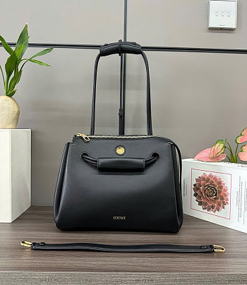 Loewe Medium Madrid Bag in Supple Calfskin Black - 28.5x23x11cm