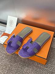 Hermes Oran Sandals Ostrich Leather In Purple  - 3