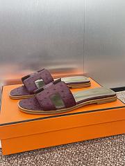 Hermes Oran Sandals Ostrich Leather In Burgundy  - 6