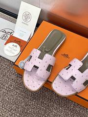 Hermes Oran Sandals Ostrich Leather In Light Pink - 6