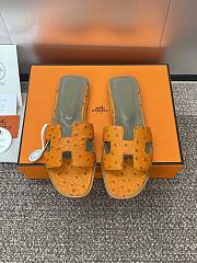 Hermes Oran Sandals Ostrich Leather In Orange - 1