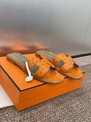 Hermes Oran Sandals Ostrich Leather In Orange - 6
